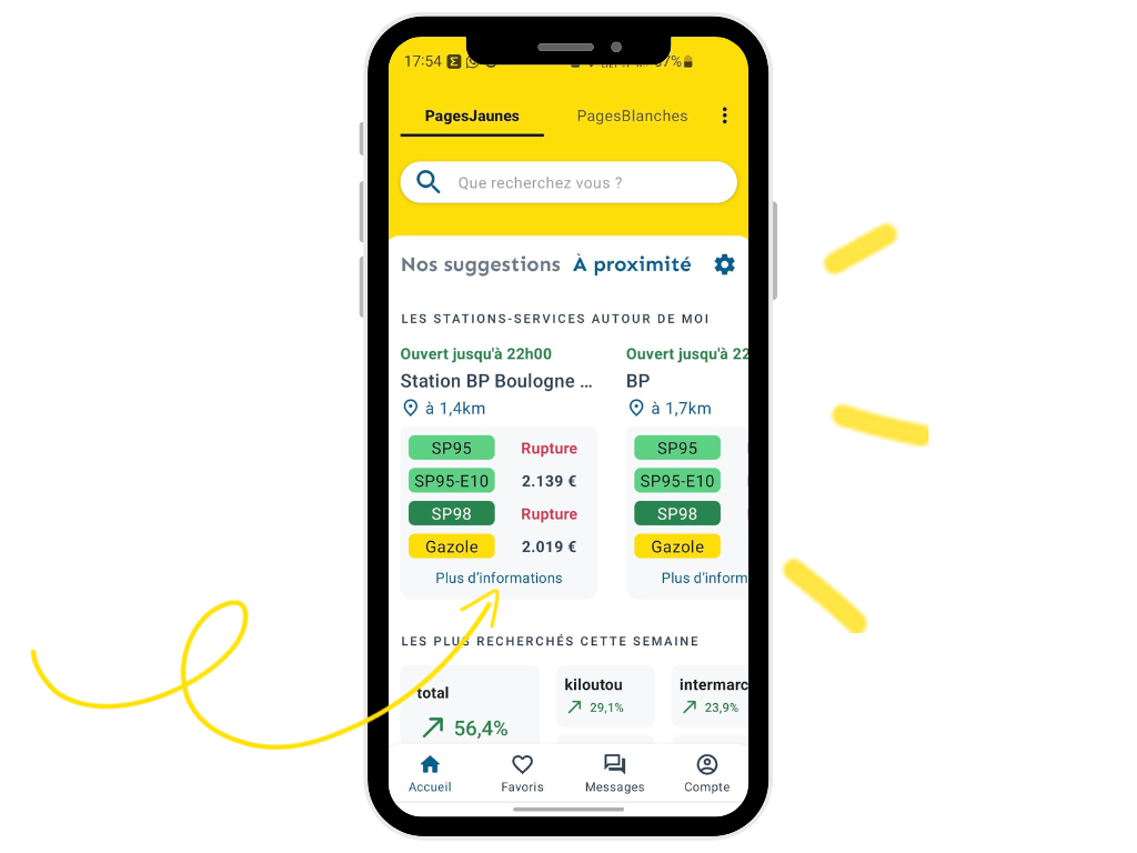 visu et prix carburants pagesjaunes app