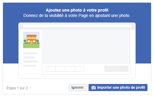 Choix photo profil créer une page Facebook