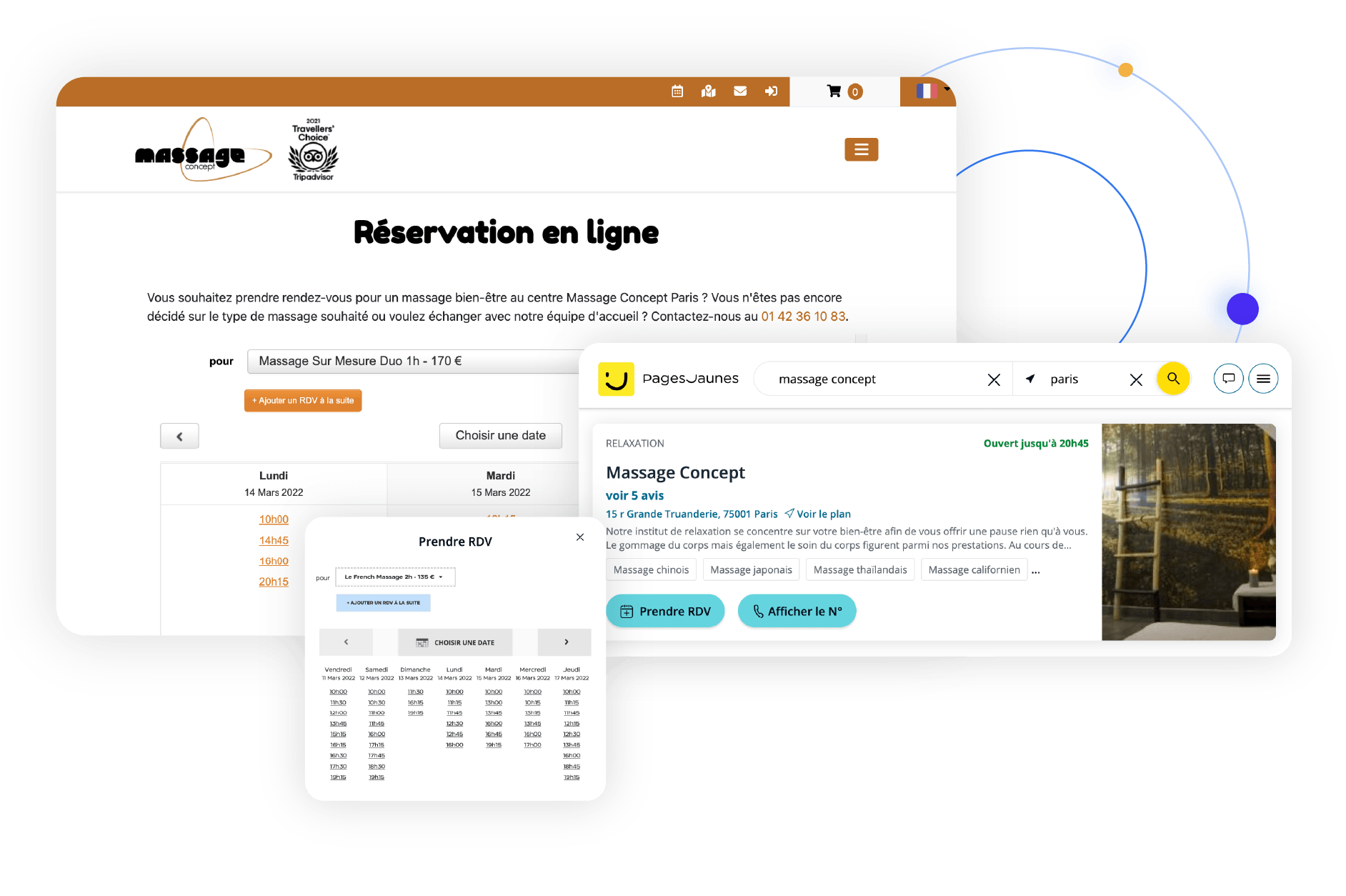 Prise de RDV PagesJaunes Concept Massage Paris